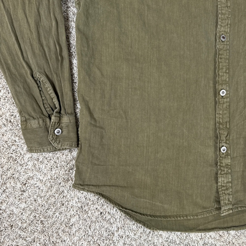 Levis SilverTab Shirt Mens Large Olive Green Relaxed Fit Cotton Button Up Denim - Picture 2 of 12